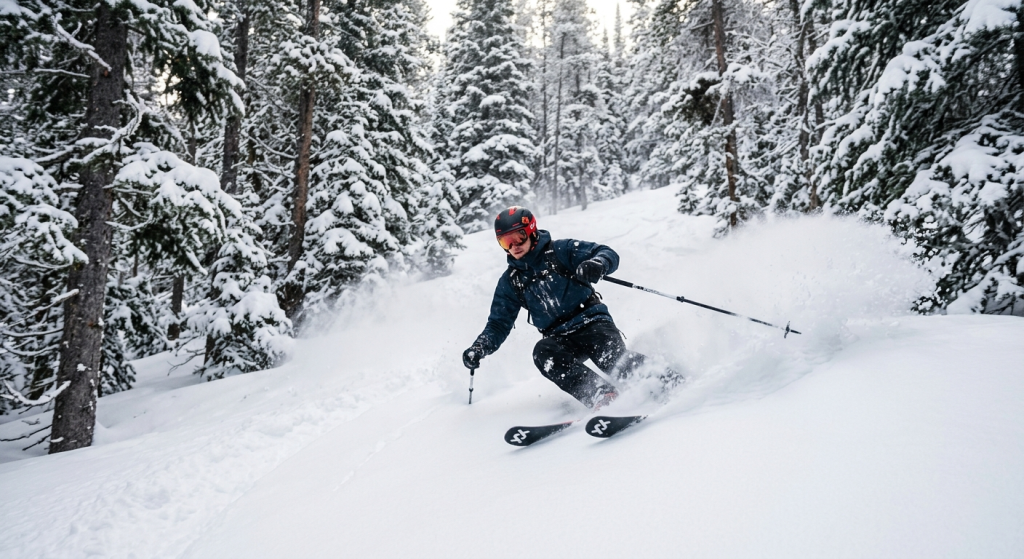 Skifahrer im Tiefschnee